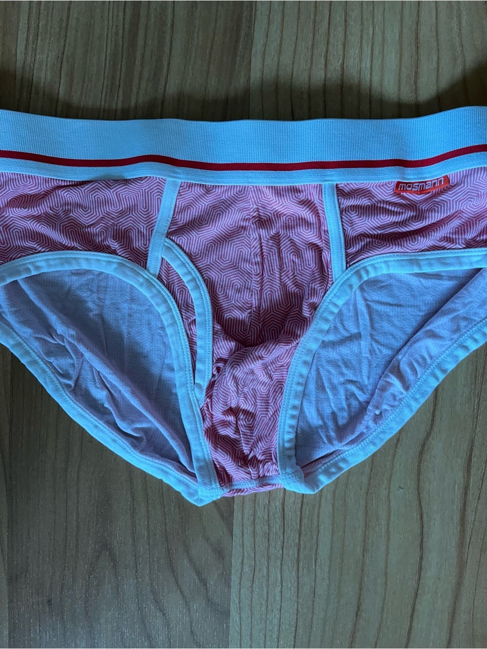 Mosmann Red Patterned Men's Briefs with White Trim